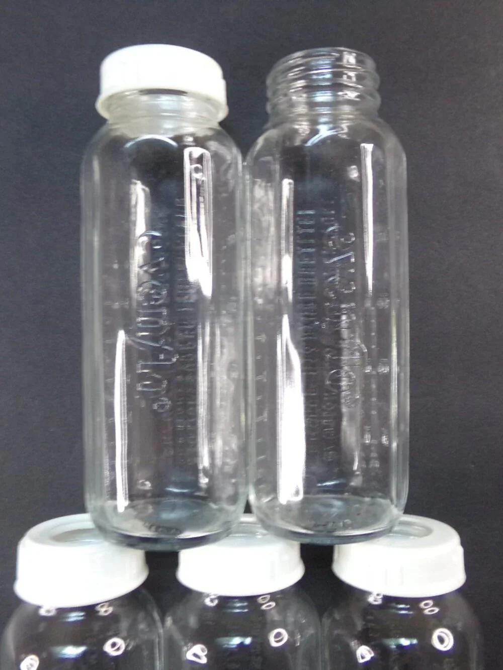 5 Clear Glass Evenflo Baby Bottles 8 ounce